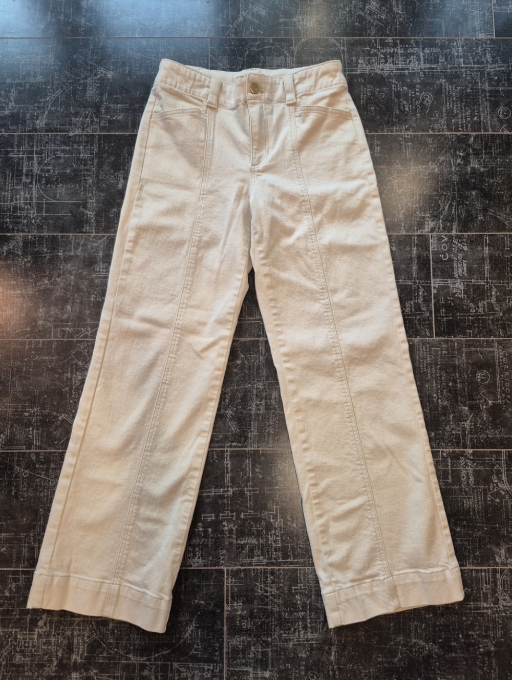 Talbots Classic Jean Trouser  Wide Leg Natural Cream Denim - Women’s Size 2